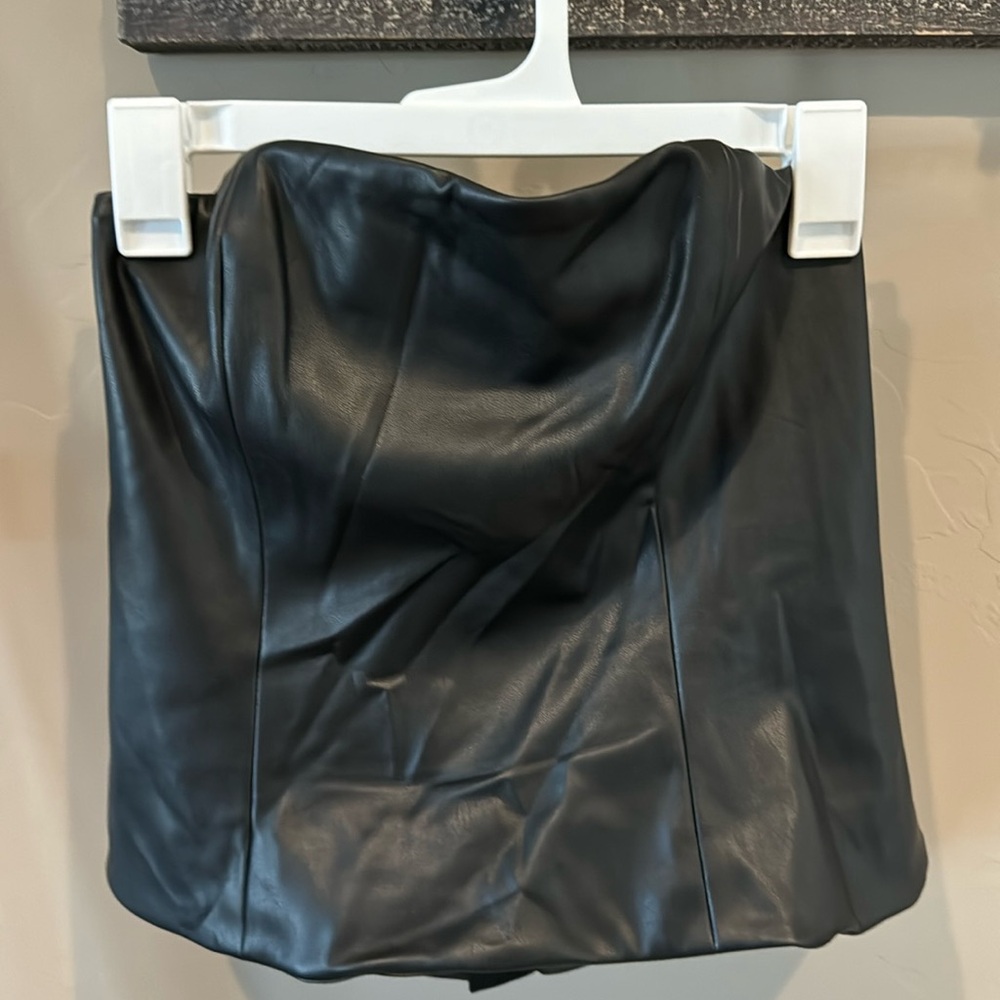 Staud  Tracing Strapless Faux Leather Corset Top Size 10 never worn